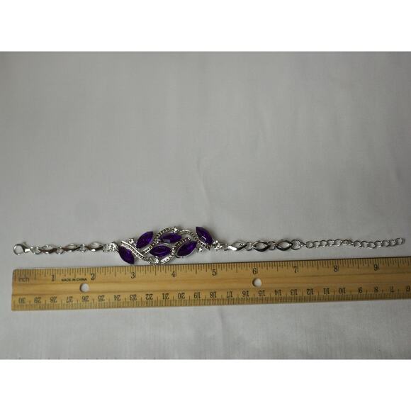 Purple necklace set, 3 pc necklace set, statement wedding party prom necklace, - Picture 7 of 8